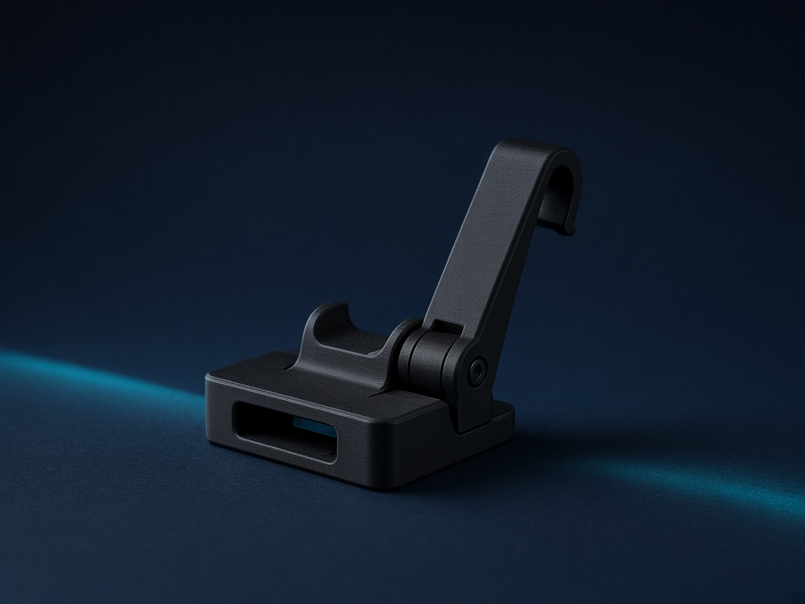 Concept illustration of a geometric printed component in blue light