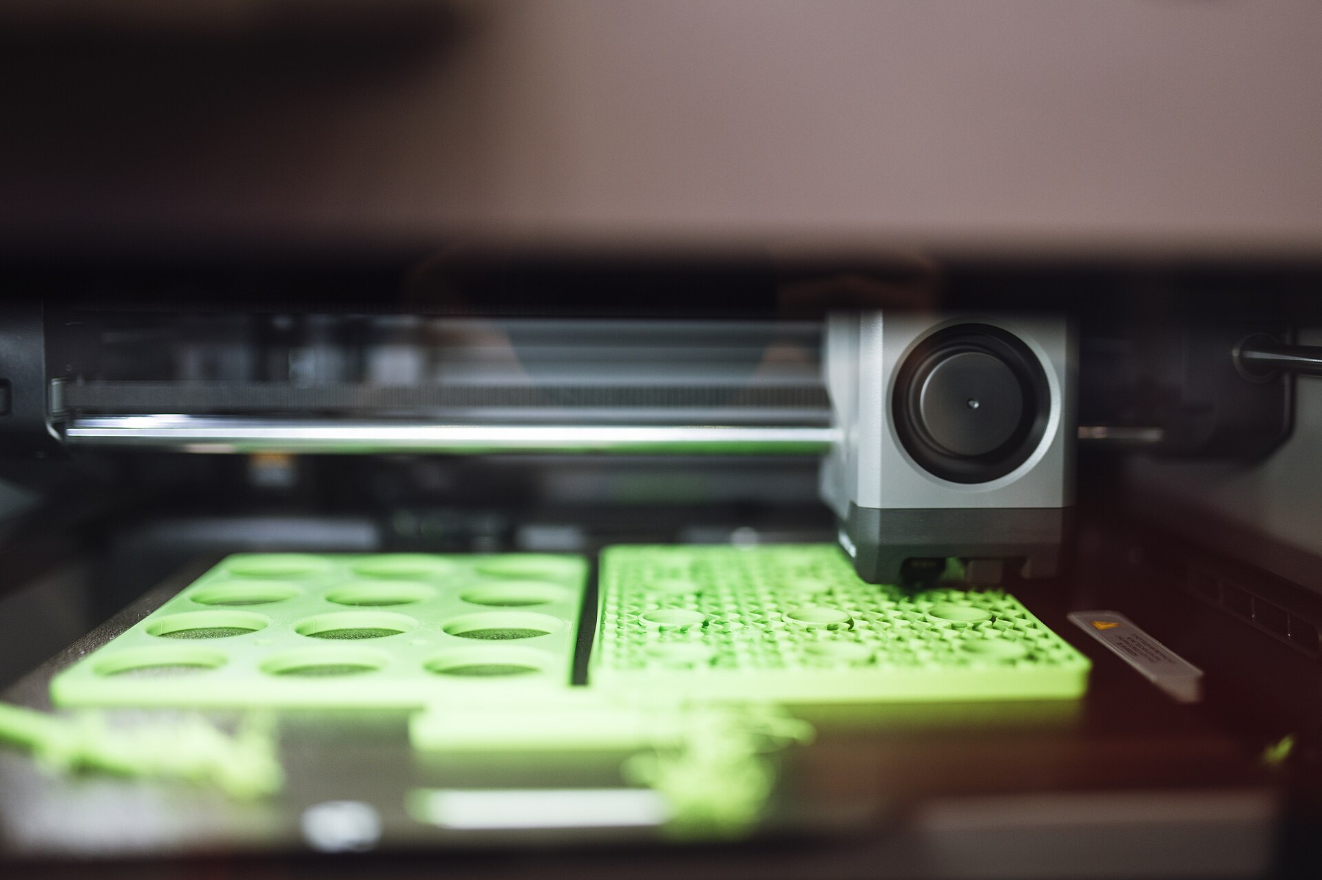 Licensed photograph of a 3D printer at work